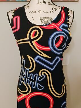 Black Multicolor Neon Print Sleeveless Women’s Top